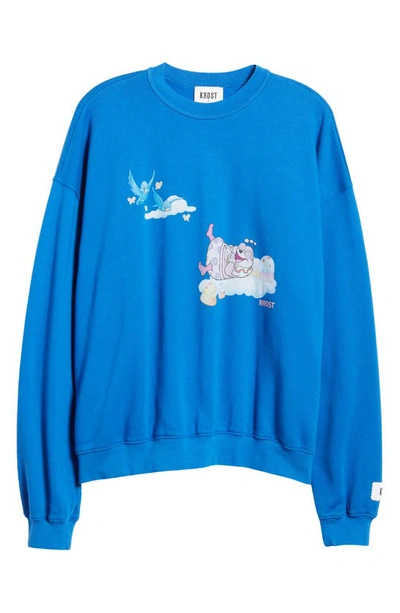 Shop Krost X Hasbro Candyland Sugar High Cotton Graphic Sweatshirt In Snorkel Blue