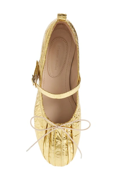 Shop Simone Rocha Classic Pleated Toe Ballerina Flat In Gold