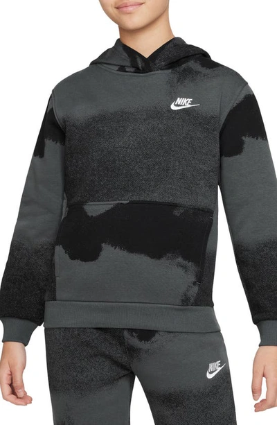 Shop Nike Kids' Club Fleece Hoodie In Black/ Iron Grey/ White