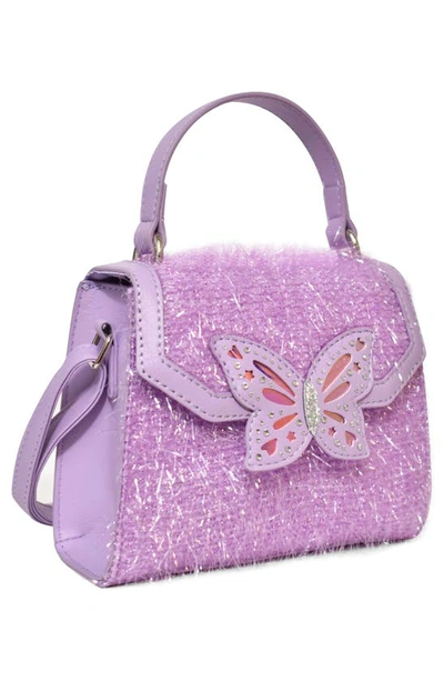 Shop Omg Accessories Kids' Tinsel Butterfly Top Handle Crossbody Bag In Orchid