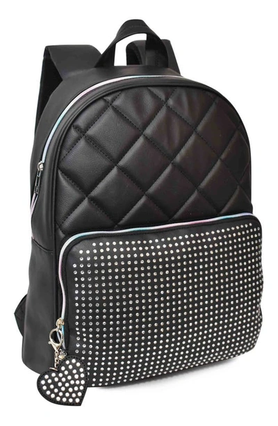 Shop Omg Accessories Kids' Rhinestone Quilted Backpack In Black