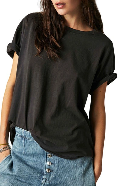 Shop Free People Nina Crewneck Cotton T-shirt In Black