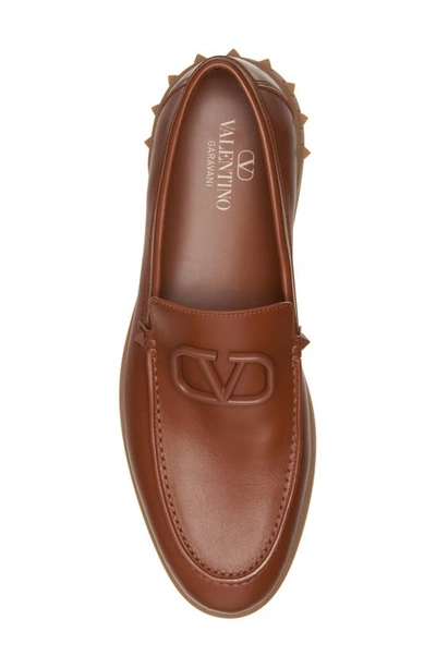 Shop Valentino Vlogo Signature Loafer In Tan Brown