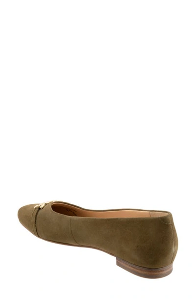 Trotters Harmony Flat In Olive Suede