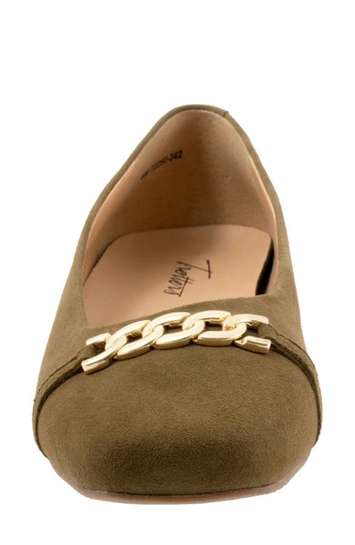 Trotters Harmony Flat In Olive Suede