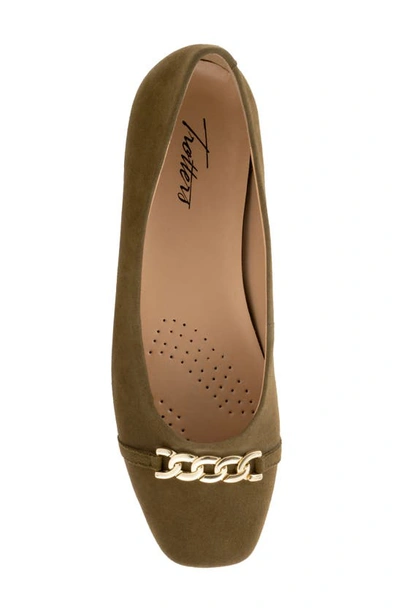 Trotters Harmony Flat In Olive Suede