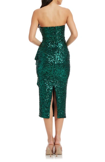 Dress The Population Alexis Sequin Strapless Sheath Dress In Deep Emerald