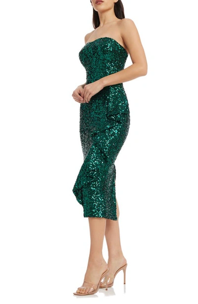 Dress The Population Alexis Sequin Strapless Sheath Dress In Deep Emerald