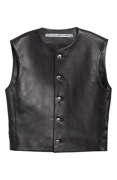 Shop Alexander Wang Shrunken Lambskin Leather Vest In 001 Black