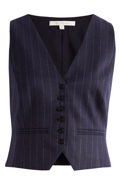 Favorite Daughter The Favorite Metallic Pinstripe Vest In Navy Pinstripe