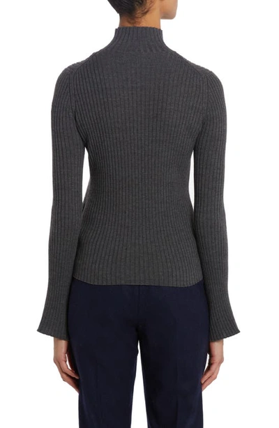 Moncler Turtleneck Virgin Wool Blend Rib Sweater In Dark Grey