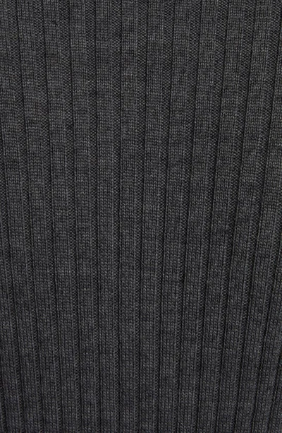 Moncler Turtleneck Virgin Wool Blend Rib Sweater In Dark Grey