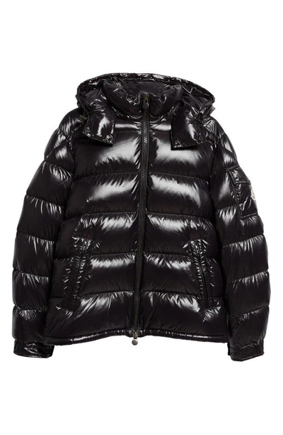 Shop Moncler Maya Lacquered Nylon Down Jacket In Black