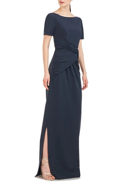 Shop Kay Unger Garbo Gathered Column Gown In Carbon