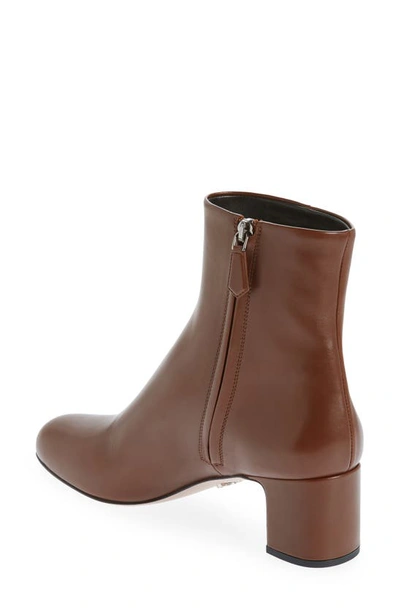 Prada Leather Block-heel Boots In Cognac