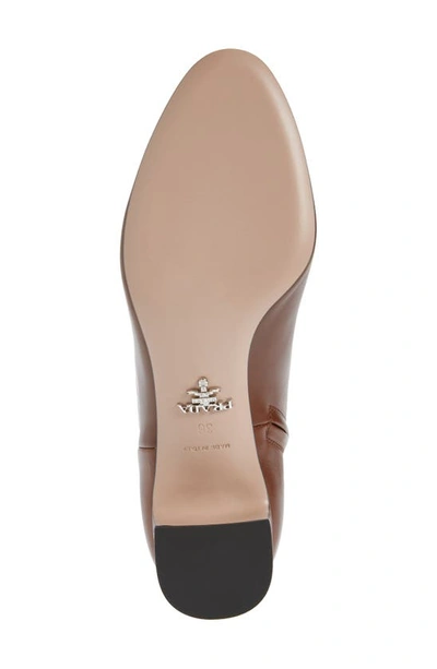 Prada Leather Block-heel Boots In Cognac