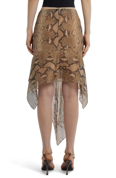 Shop Stella Mccartney Python Print Asymmetric Silk Chiffon Skirt In 2203 Multicolor Brown