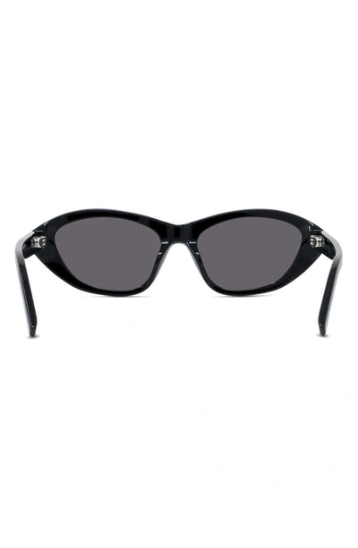 Shop Givenchy Gv Day 55mm Cat Eye Sunglasses In Shiny Black / Smoke