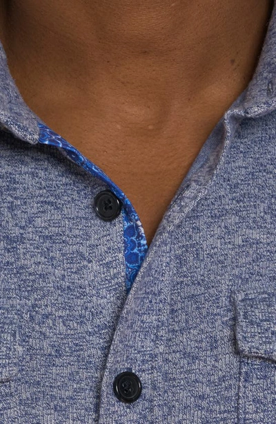 Shop Robert Graham Ortis Heathered Knit Button-up Shirt In Navy