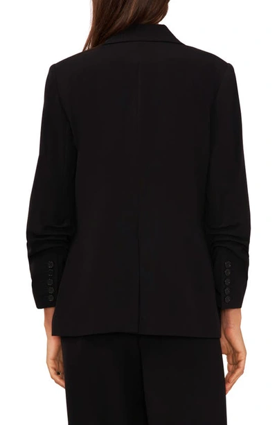 Halogen Scrunch Sleeve Double Breasted Blazer In Rich Black