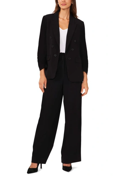 Halogen Scrunch Sleeve Double Breasted Blazer In Rich Black