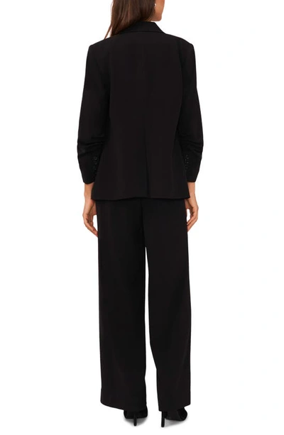 Halogen Scrunch Sleeve Double Breasted Blazer In Rich Black