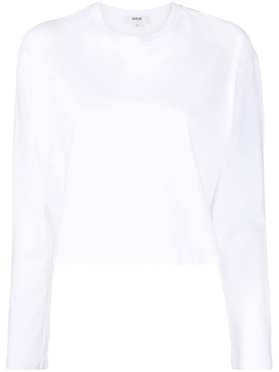 Shop Agolde Long-sleeve Crop Top In White