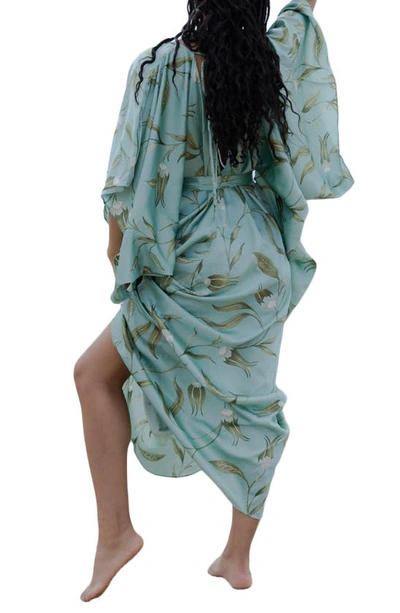 Shop Saachi Tie Front Kaftan In Pastel Green