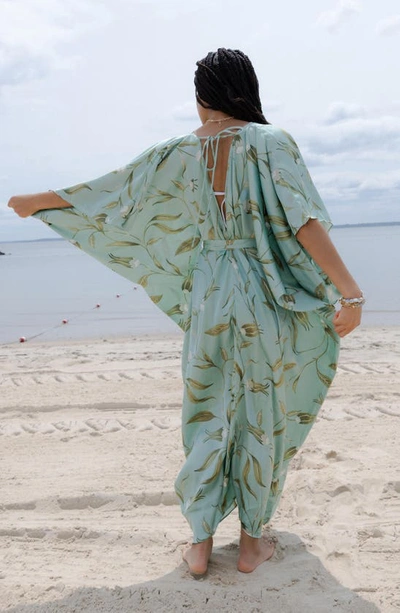 Saachi Tie Front Kaftan In Pastel Green