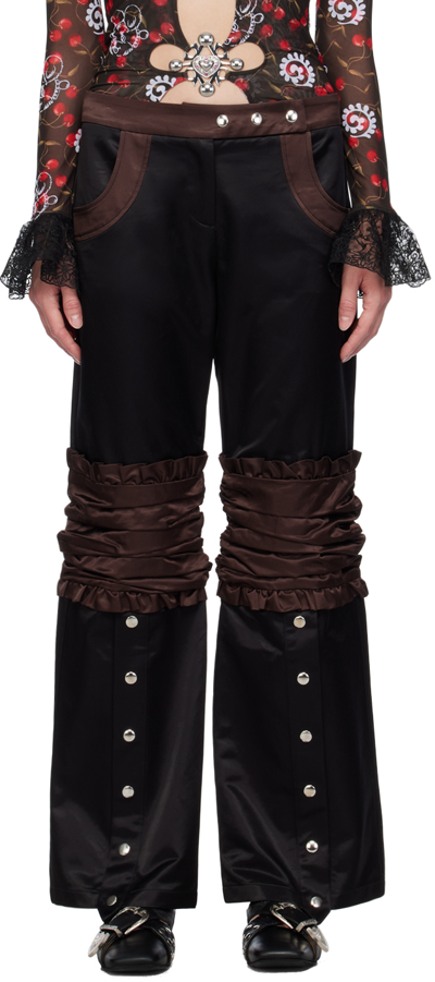 Shop Chopova Lowena Black Cosack Trousers In Black/brown