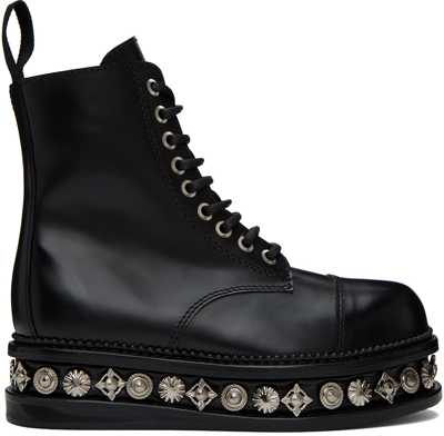 Shop Toga Black Platform Boots In Aj1287 - Black