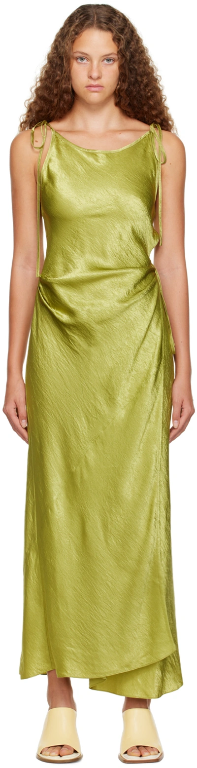 Shop Acne Studios Green Wrap Maxi Dress In Light Olive