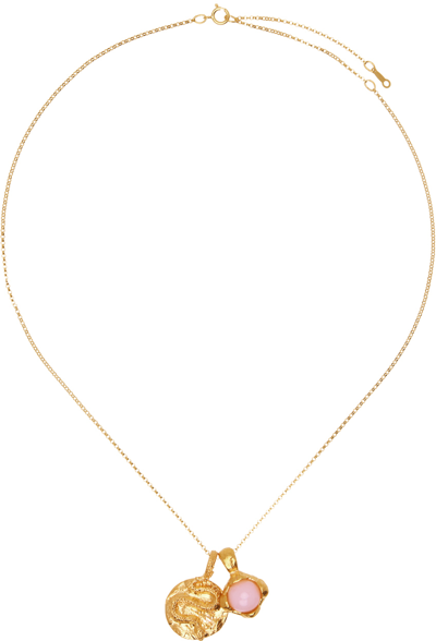 Shop Alighieri Ssense Exclusive Gold Opal 'the Heart Of The Sun' Necklace In 24 Gold
