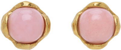 Shop Alighieri Ssense Exclusive Gold Opal Stud Earrings In 24 Gold
