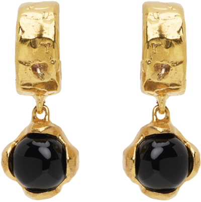 Shop Alighieri Gold Onyx 'the Night Capture' Earrings In 24 Gold