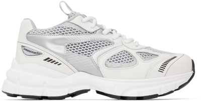 Shop Axel Arigato White & Gray Marathon Runner Sneakers In White/silver