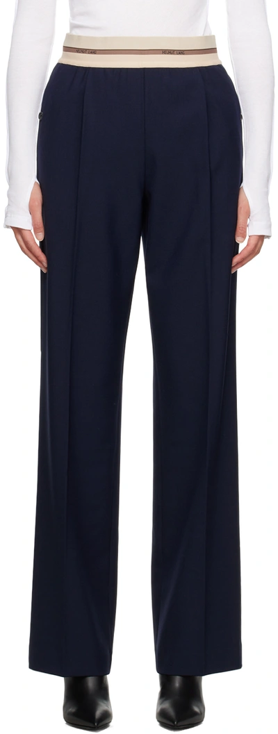 Shop Helmut Lang Navy Wide-leg Trousers In Navy - G0f