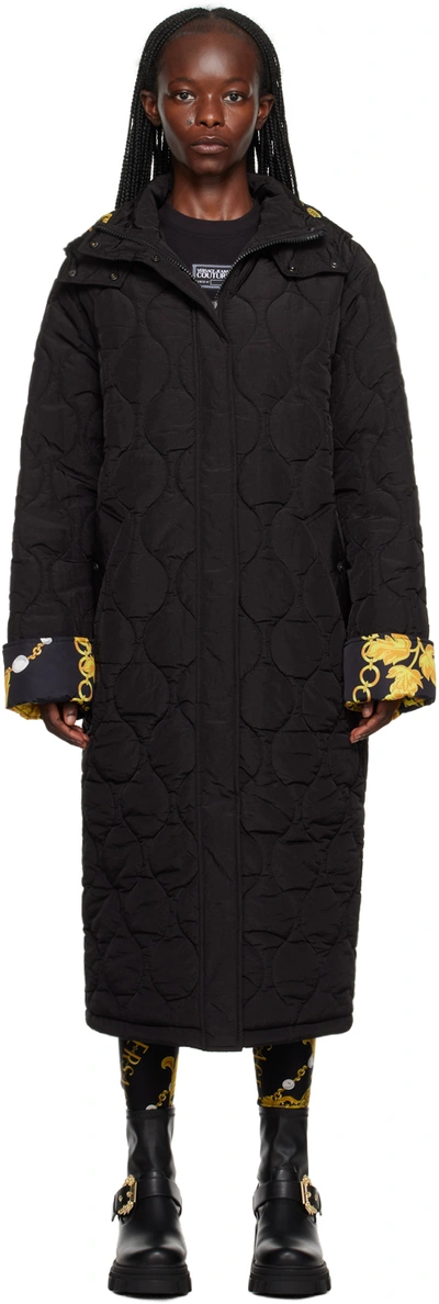 Shop Versace Jeans Couture Black Chain Couture Puffer Coat In E899 Black