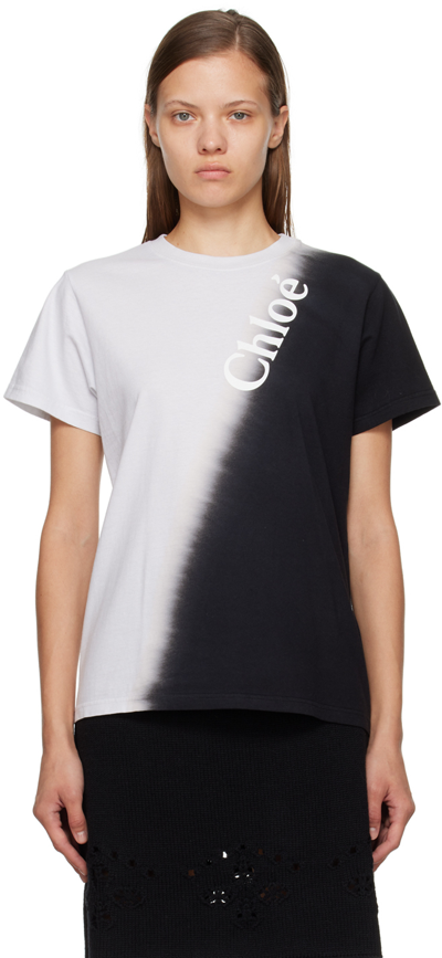 Shop Chloé Black & Gray Gradient T-shirt In 905 Black - White 1