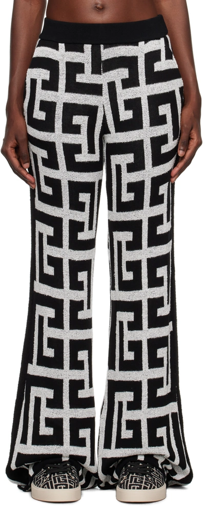 Shop Balmain Black & White Monogram Lounge Pants In Gab Blanc/noir