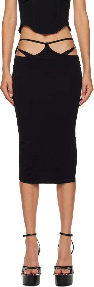 MIAOU BLACK VERONA MIDI SKIRT 