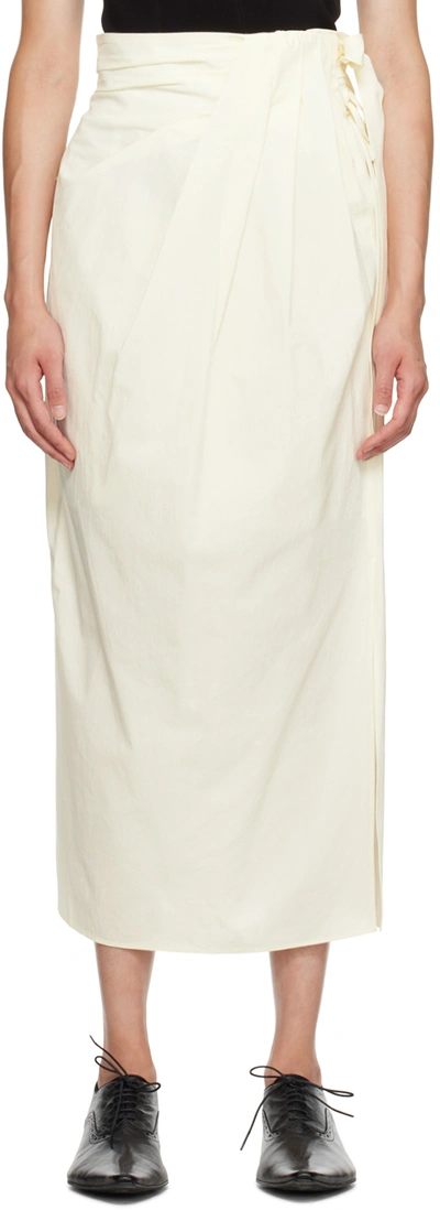Shop Mame Kurogouchi Off-white Wrap Midi Skirt In Ecru