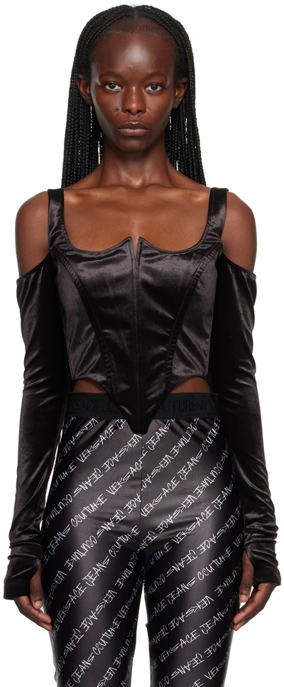 Shop Versace Jeans Couture Black Cutout Blouse In E899 Black