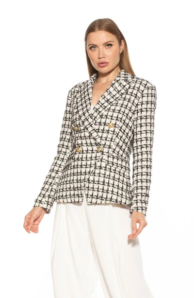 Shop Alexia Admor Double Breasted Tweed Jacket In Ivory Check