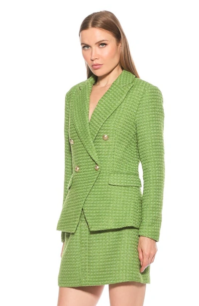 Shop Alexia Admor Double Breasted Tweed Jacket In Sage Tweed