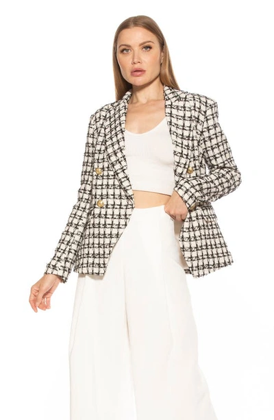 Alexia Admor Double Breasted Tweed Jacket In Ivory Check