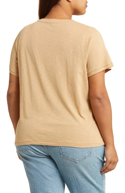 Shop Madewell Whisper Cotton V-neck T-shirt In Earthen Sand