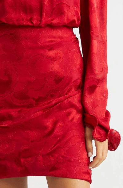 Shop Saloni Rina Print Silk Blend Minidress In Brandy Red