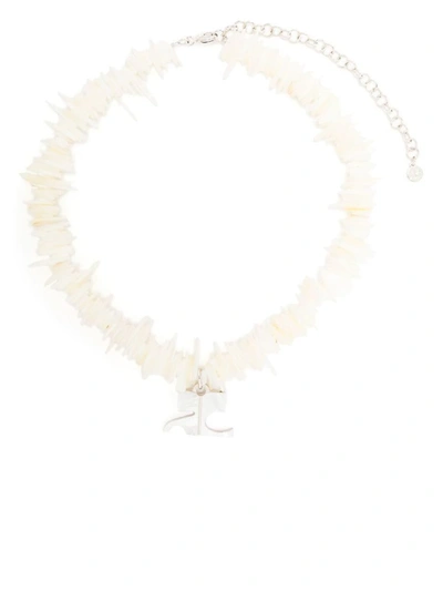Courrèges Coral Choker Necklace In Pearl