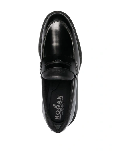 Shop Hogan H600 Loafers Shoes In Black